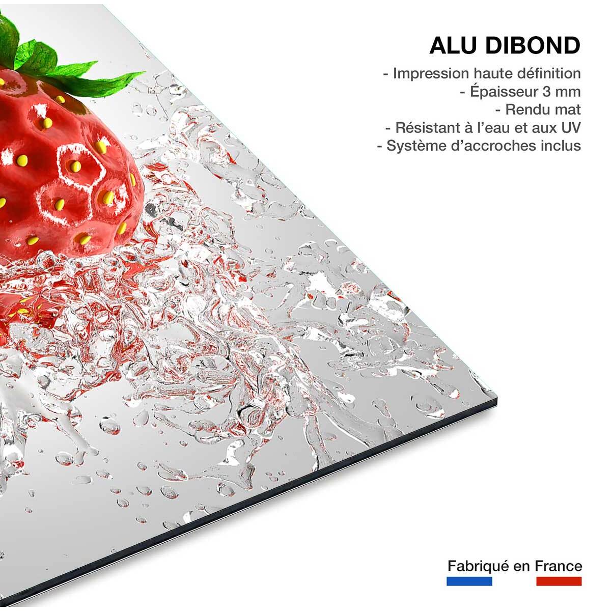 Tableau fraise et goutte d'eau Tableau alu Dibond