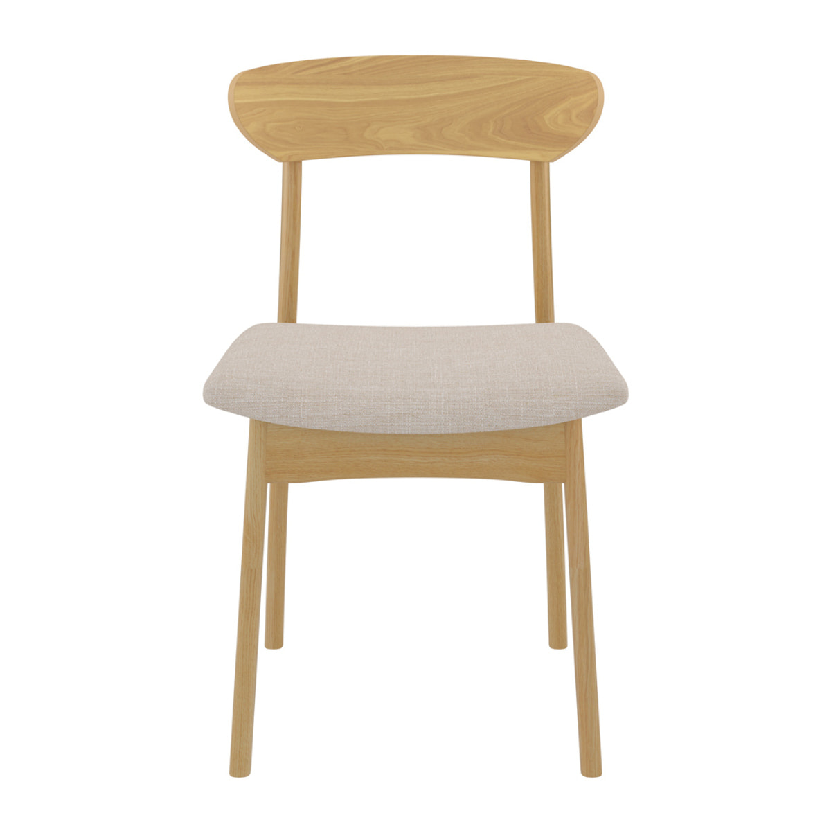 Lot de 2 chaises en tissu beige et bois clair - Lana