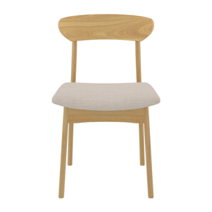 Lot de 2 chaises en tissu beige et bois clair - Lana