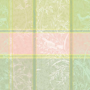Serviette pur coton motif jacquard rose vert Mille printemps eclosion
