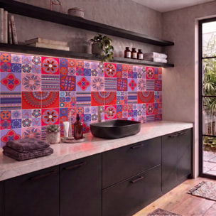 Stickers muraux - Sticker Mural Carrelage adhésif Cuisine Salle de Bain - 12 STICKERS CARRELAGES AZULEJOS TAJ MAHAL