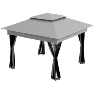 Carpa Plegable Gazebo 3,3x3,3 m Cenador Plegable con 4 Paredes Laterales de Malla Anti-UV y Bolsa de Transporte para Camping Fiestas Gris Claro