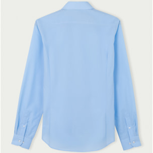 Camicia Uomo 1 Bottone Italiano Slim popeline fisso Celeste