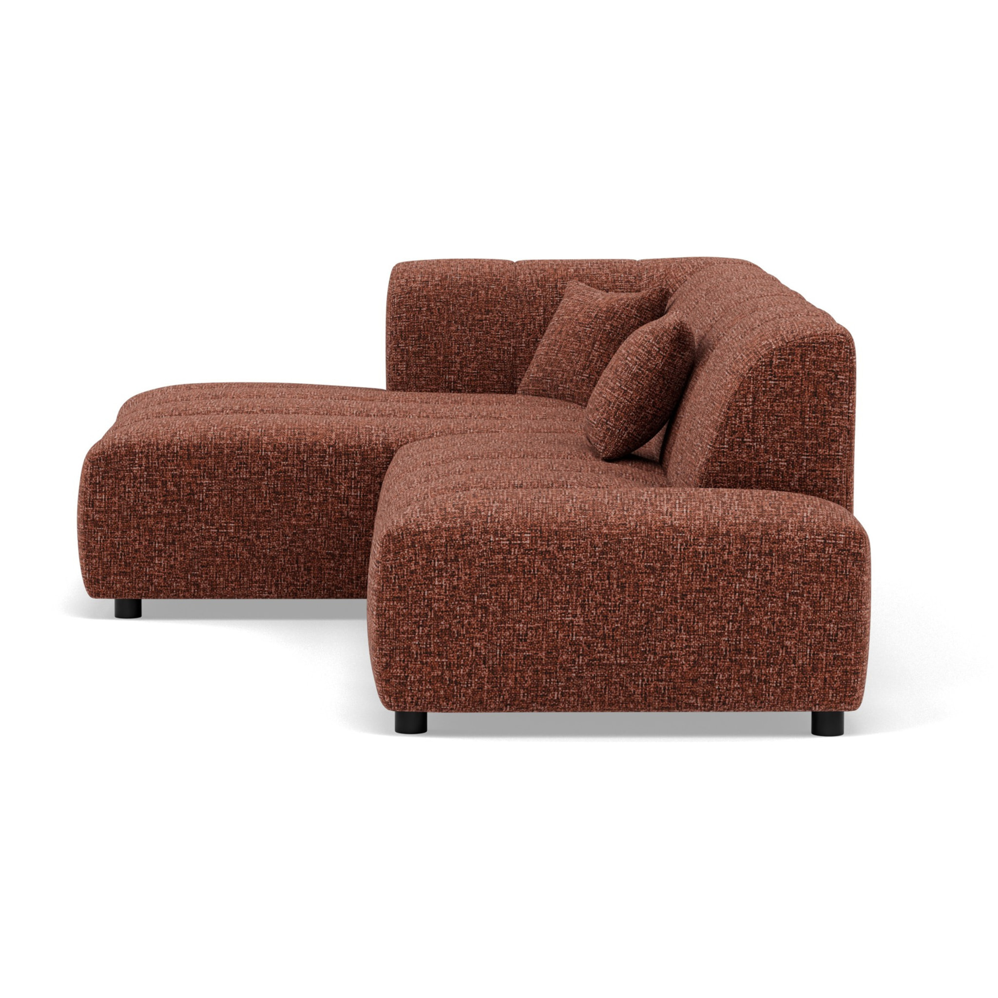 Curtis - canapé d'angle gauche 4 places sans accoudoir en tissu texturé - Terracotta