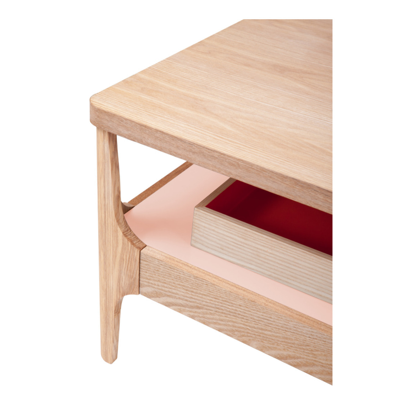 Tavolino da caffè Addison III in frassino con ripiano rosa 120x60 cm