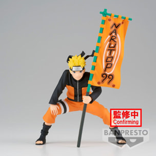 Naruto Shippuden Statua Naruto con Bandiera Narutop99 11cm Banpresto