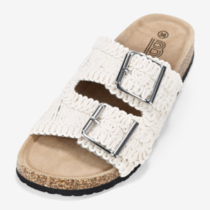 Sandalias planas macramé beige