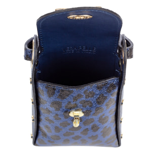 Alviano borsa a mano donna. Pelle scamosciata autentica con stampa animale leopardata lucida.