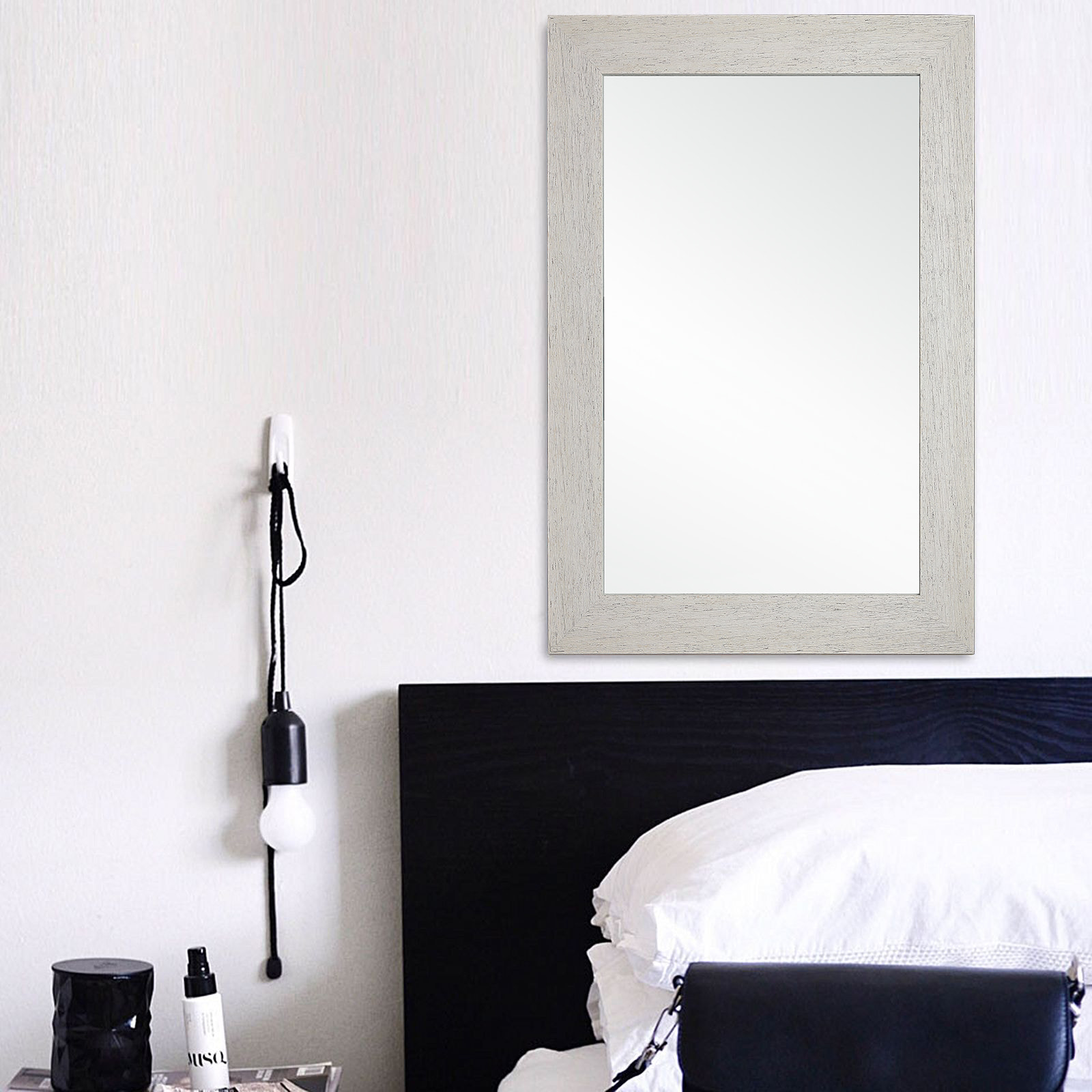 Espejo rectangular Vintage poliestireno blanco decapé 109x79x2 cm