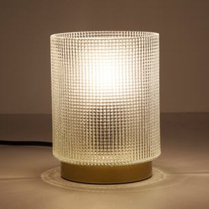 Lampe A Poser Verre Embosse Blanc