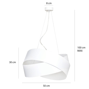 Lampada a sospensione Vieno in acciaio bianco opaco