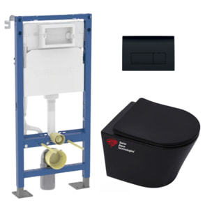 Pack WC Bati Geberit + WC sans bride Swiss Aqua Technologies + Abattant softclose + Plaque