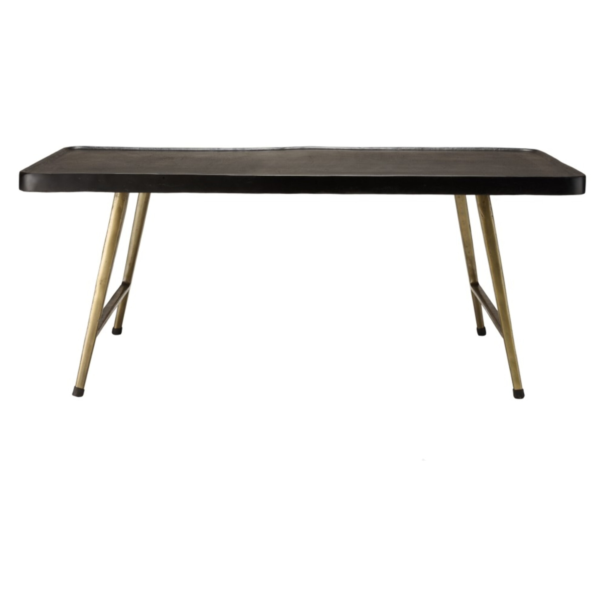 JOHAN - Table basse rectangulaire en aluminium plateau noir pieds dorés