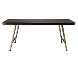 JOHAN - Table basse rectangulaire en aluminium plateau noir pieds dorés
