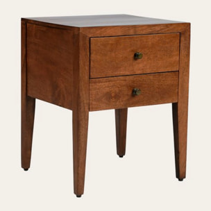 Table de chevet Pikasso -bois massif de mangue-couleur noyer 40 x 50 x 38 cm