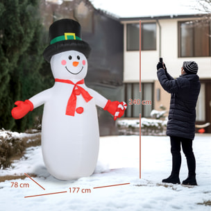 Bonhomme de neige gonflable LED Noël H.240cm matériel fixation et souffleur inclus