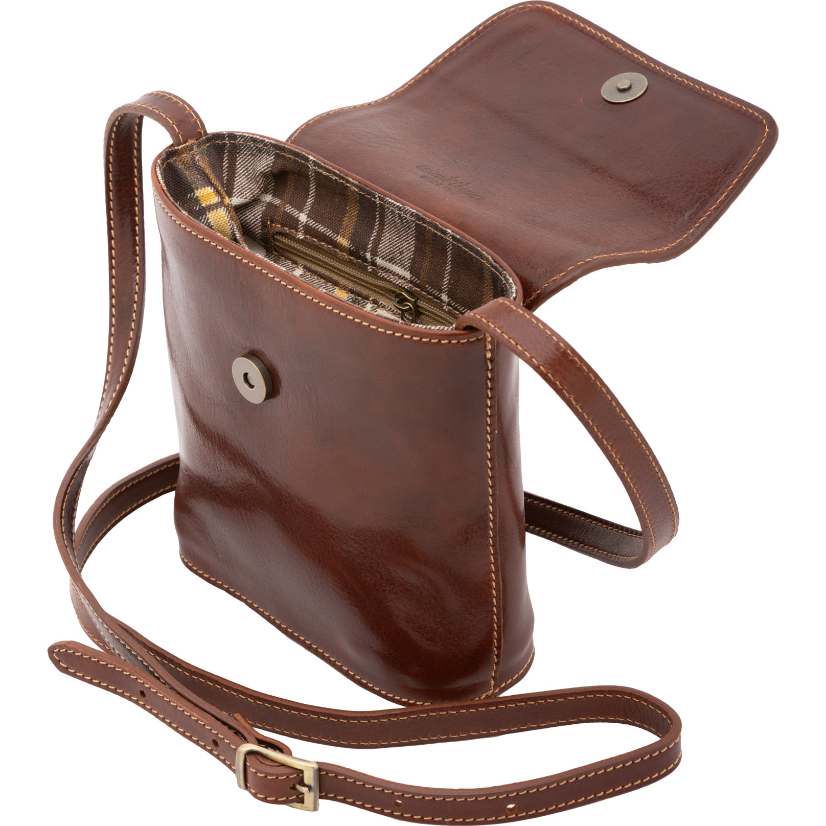 Borsa a tracolla  da uomo In Vera pelle Made in Italy 16x17,5x7 cm