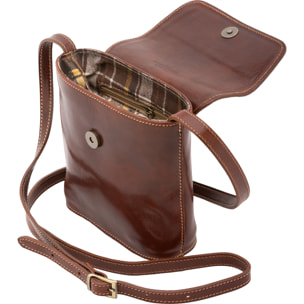 Borsa a tracolla  da uomo In Vera pelle Made in Italy 16x17,5x7 cm