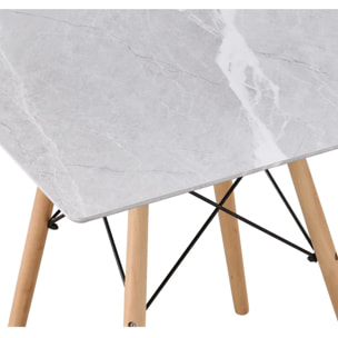 Tavolino quadrato con piano effetto marmo grigio chiaro 70x70 - Ester