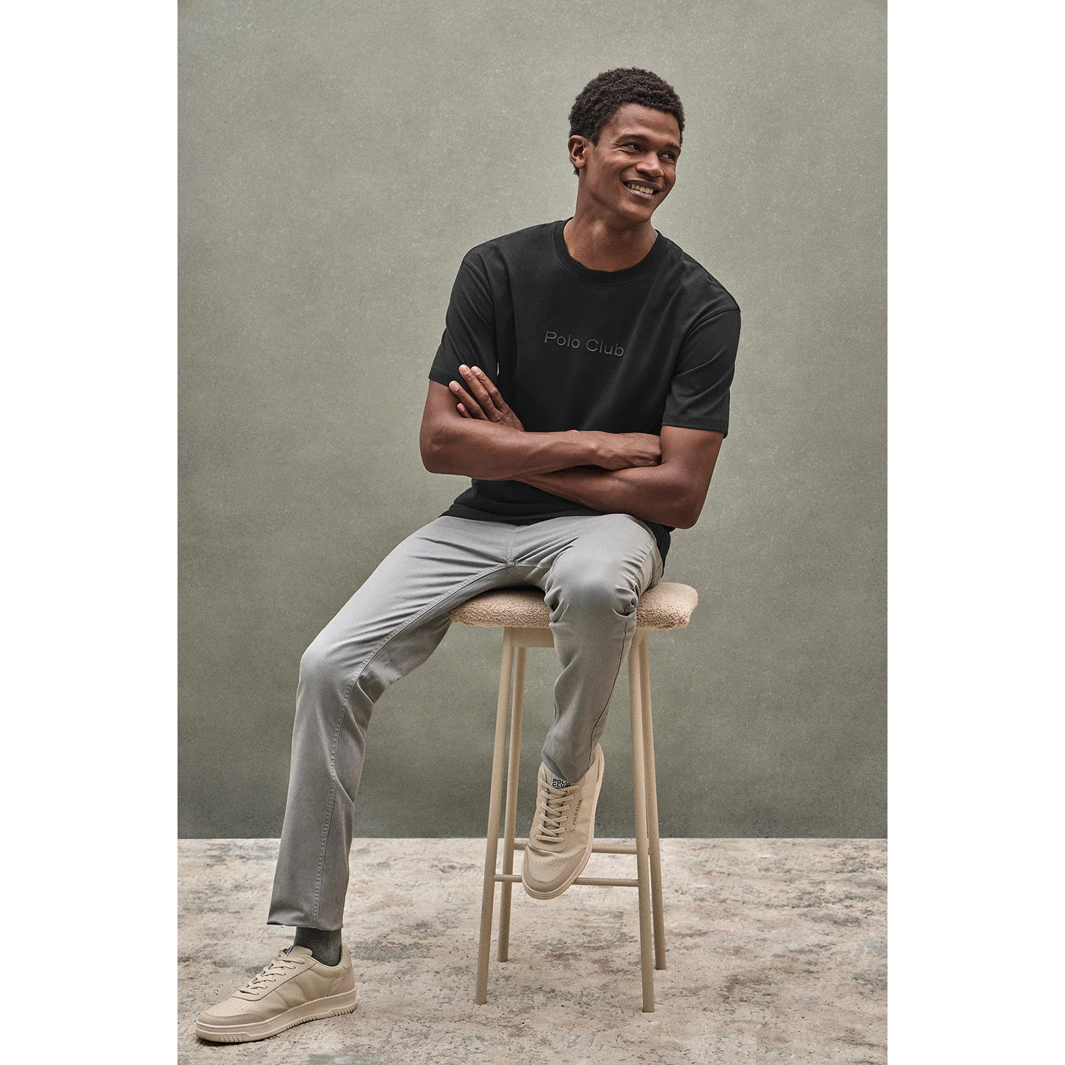 Maglietta nera a maniche corte e logo in gomma Polo Club