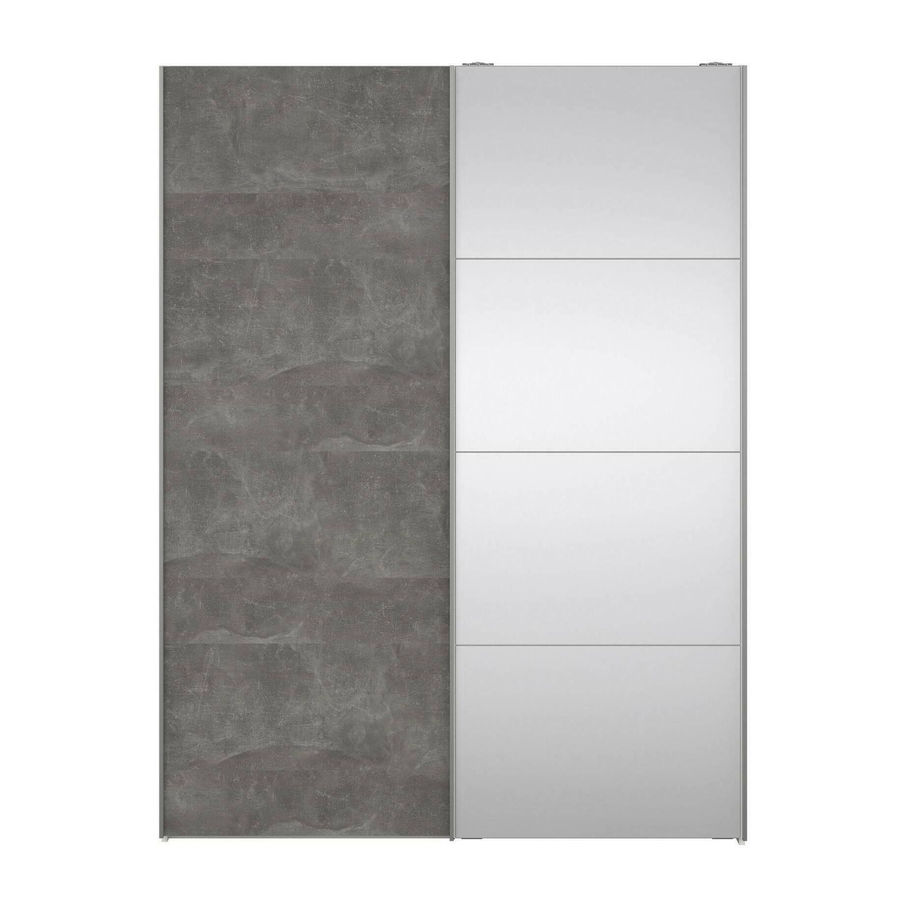 Guardaroba 2 ante Seraphine, Mobile camera da letto, Cabina armadio portabiti, Armadio appendiabiti, 150x61 h200 cm, Bianco e Grigio