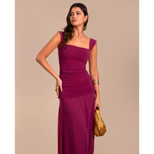 Vestido midi de tirantes con escote palabra de honor