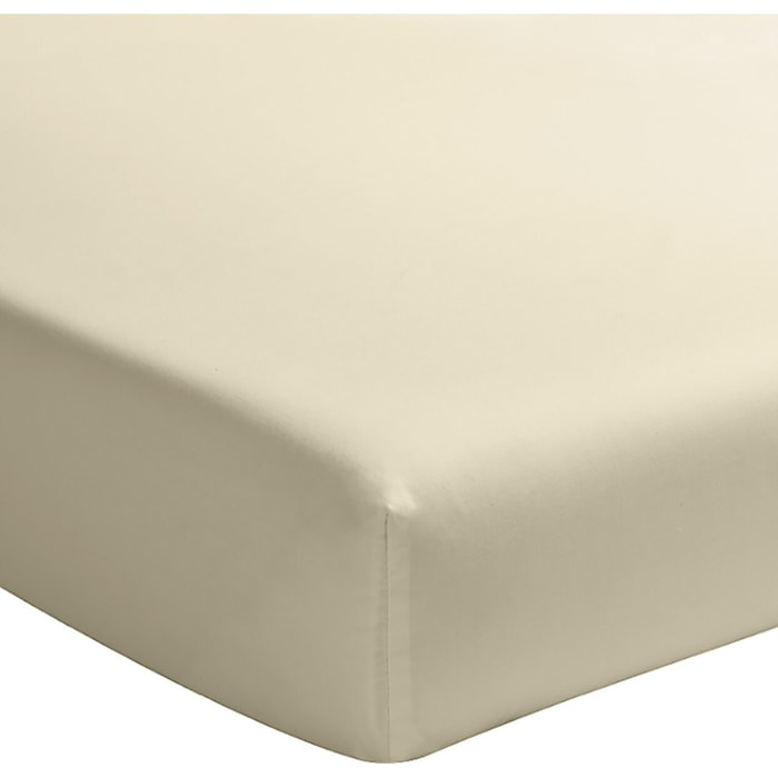 Drap Housse - Bonnet 30cm 100% Percale De Coton Lavé écru