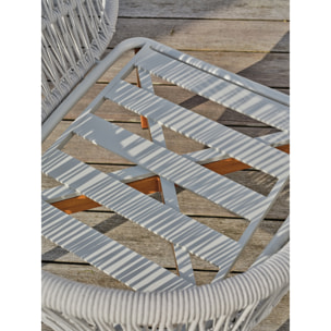 CUZCO - Salon bas de jardin 5 pl en alu imitation bois et corde tissée