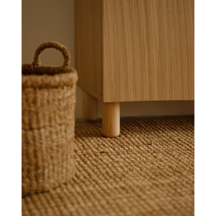 Aparador con 3 puertas de chapa de madera de roble natural de 160x40cm Alto: 85 Largo: 160 Ancho: 40