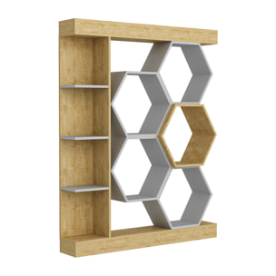 Librería, 100% tablero de aglomerado rechapado en melamina, color blanco_x000D_
roble