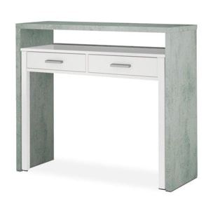 Mesa de escritorio extensible Bureau Blanco Artik (Blanco Mate) - Gris Cemento