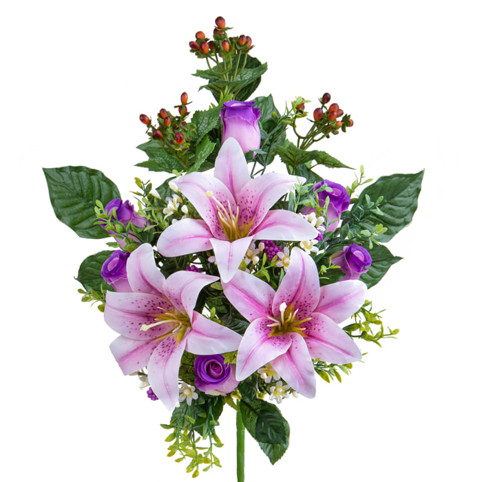 Frontale Lilium/Rose 54 Cm - Pezzi 1 - 15X54X14cm - Colore: Altro - Bianchi Dino - Fiori Artificiali