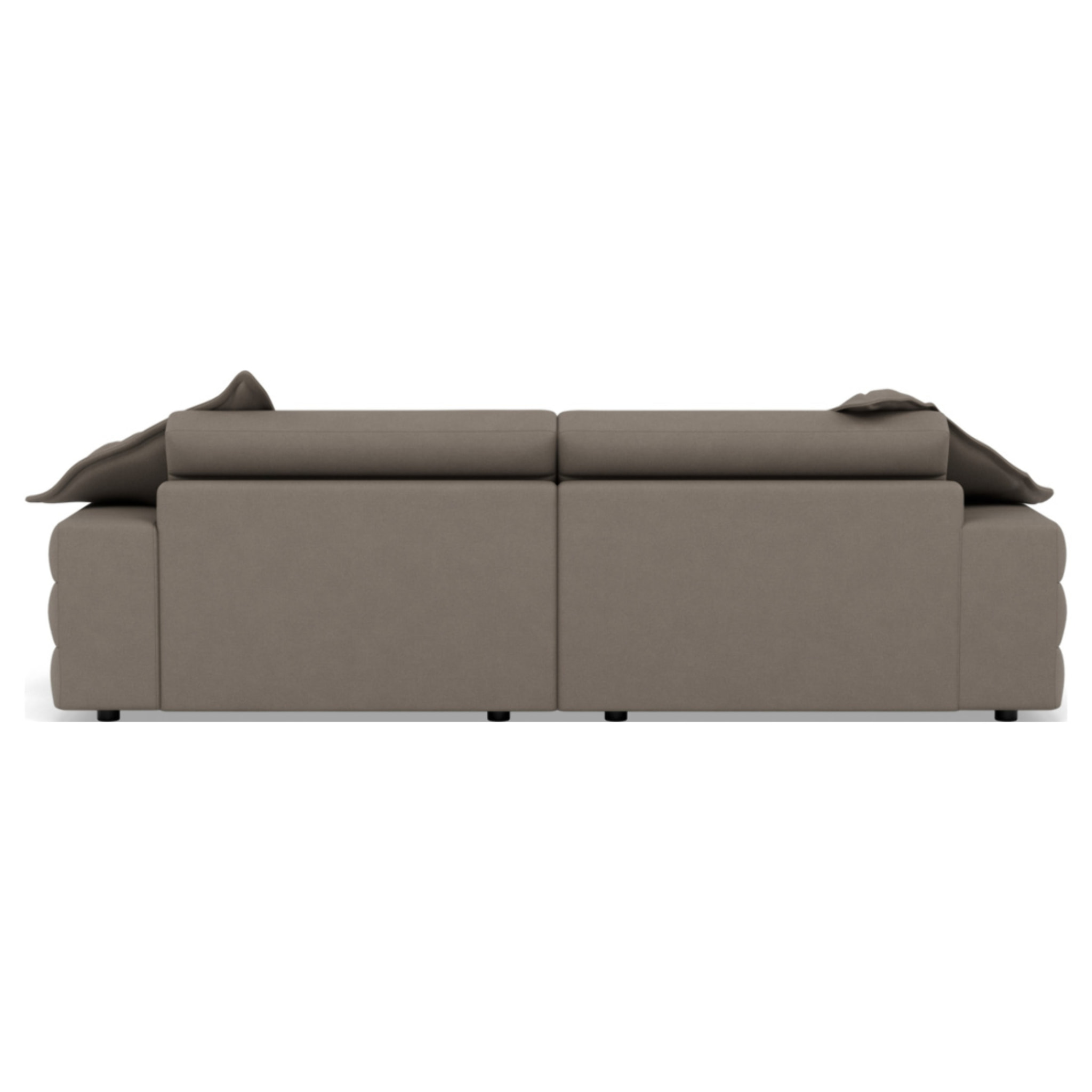 Giulia - canapé droit 4 places double méridienne - assise profonde - en tissu texturé - Gris clair