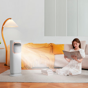 Climatizador multifunción sin aspas, con 2 niveles de calefacción y refrigeración. Tanque de agua de 3L y mando de control remoto.