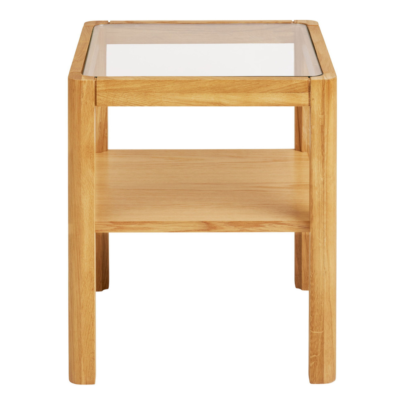 Tavolino d'appoggio Lourmarin in rovere e vetro temperato naturale 40×40×45 cm