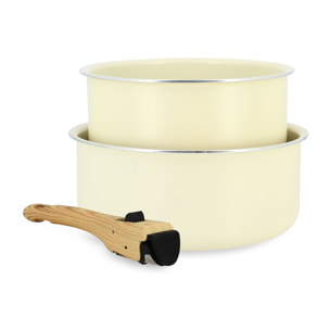 Lot de 2 casseroles crème revêtement céramique - Tous feux COLORAMA
