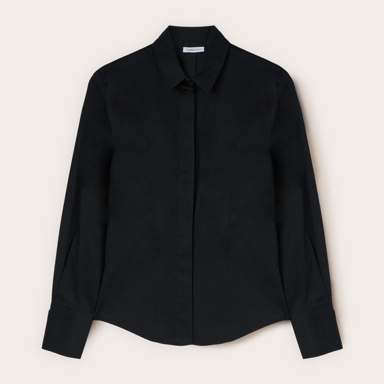 Motivi - Camisa de popelina de algodón - Negro