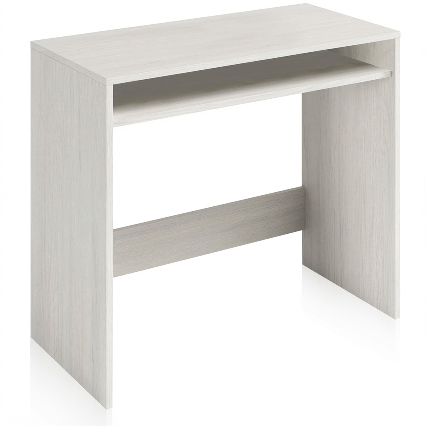 Scrivania Da Studio Compatto Tavolo Con Vano Portaoggetti Design Moderno Per Home Office Cameretta Smart Working 79 x 43 x 78 Cm Bianco Frassino