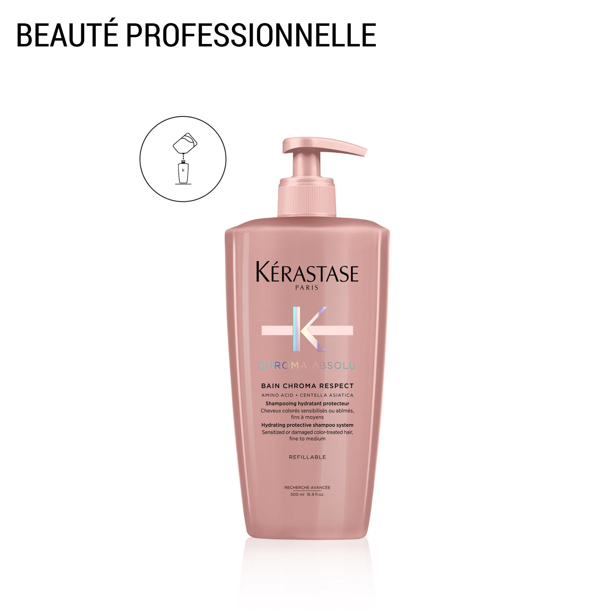Chroma Absolu - Shampoing hydratant protecteur rechargeable - cheveux colorés sensibilisés ou abîmés, fins à moyens