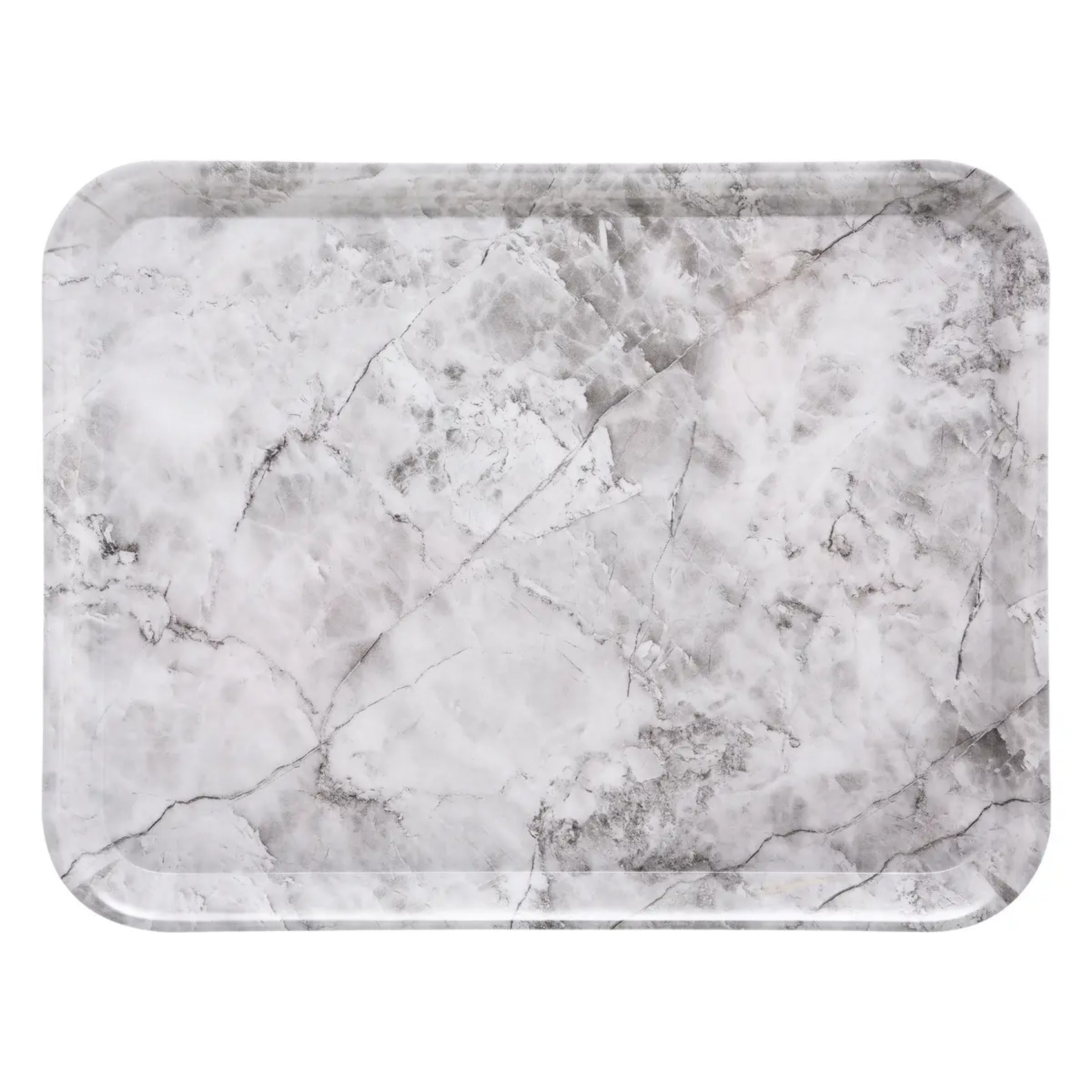 Plateau rectangulaire angulaire 33x43cm effet marbre blanc