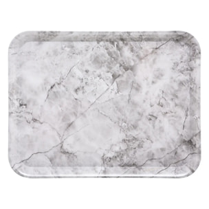 Plateau rectangulaire angulaire 33x43cm effet marbre blanc