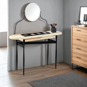 Tocador con espejo Padma Negro - Roble