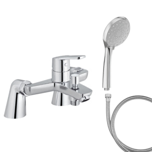 Mitigeur baignoire Aimé + pommeau de douche Awaken + flexible de douche métal + colonnettes