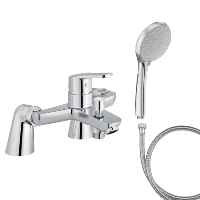 Mitigeur baignoire Aimé + pommeau de douche Awaken + flexible de douche métal + colonnettes