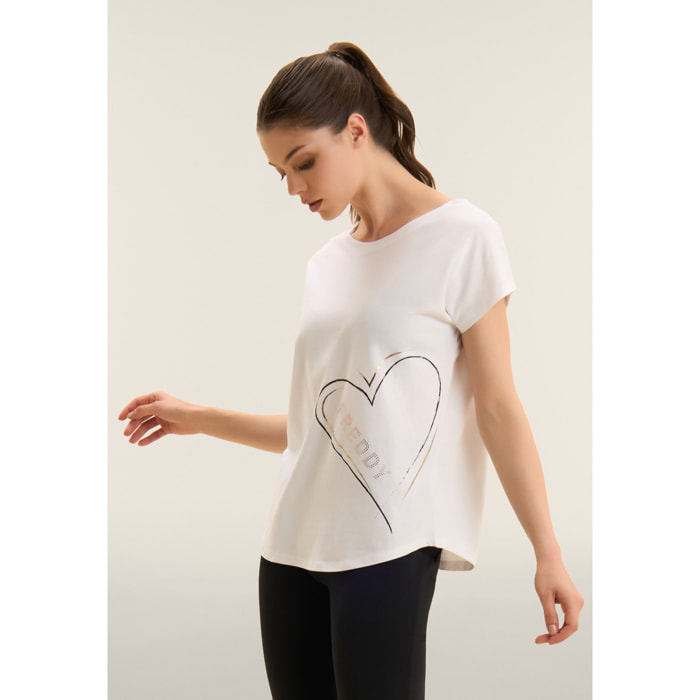 T-shirt reversibile con cuori e logo