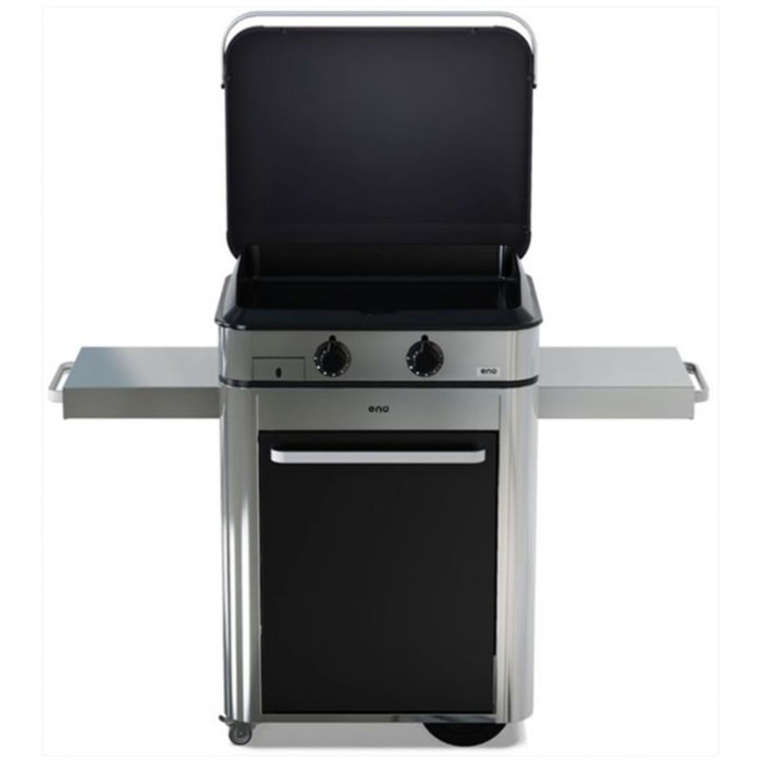 Plancha gaz ENO Combo Enosign 65 Inox et Noir sur chariot, 56x40 cm