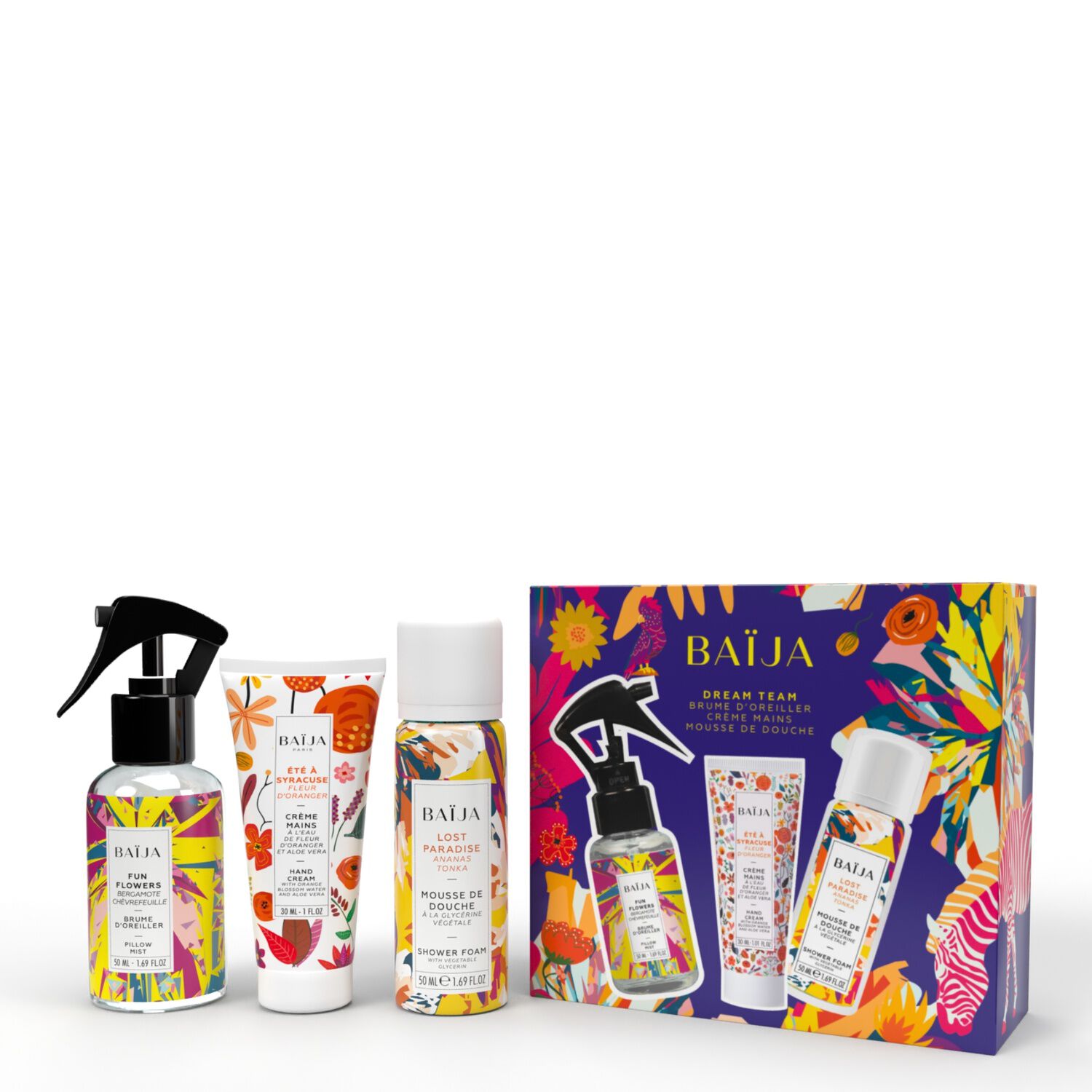 Lost Paradise - Fun Flowers - Été à Syracuse - Coffret Mousse De Douche 50 ml + Brume D'Oreiller 50 ml + Crème Mains 30 ml