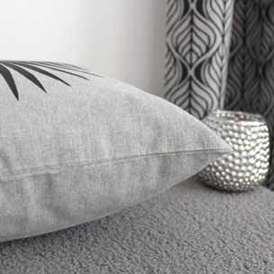 Coussin carré feuille de palmier - Gris clair
