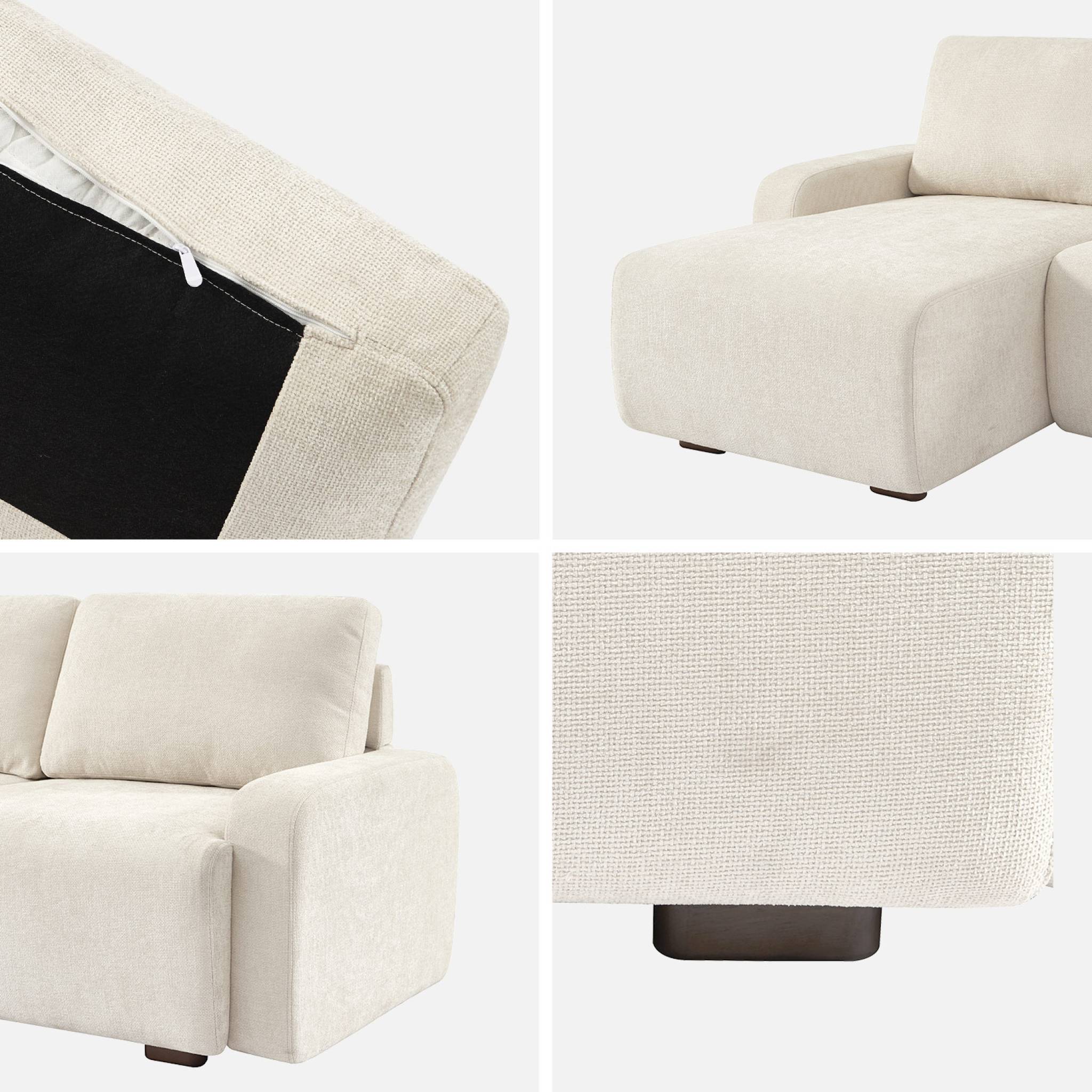 Canapé d'angle gauche 3 places tissu blanc cassé L 260 x P 88 / 139cm / x H 87cm - Dany