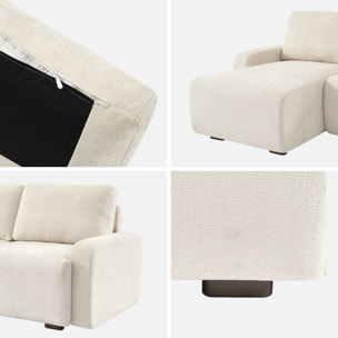 Canapé d'angle gauche 3 places tissu blanc cassé L 260 x P 88 / 139cm / x H 87cm - Dany